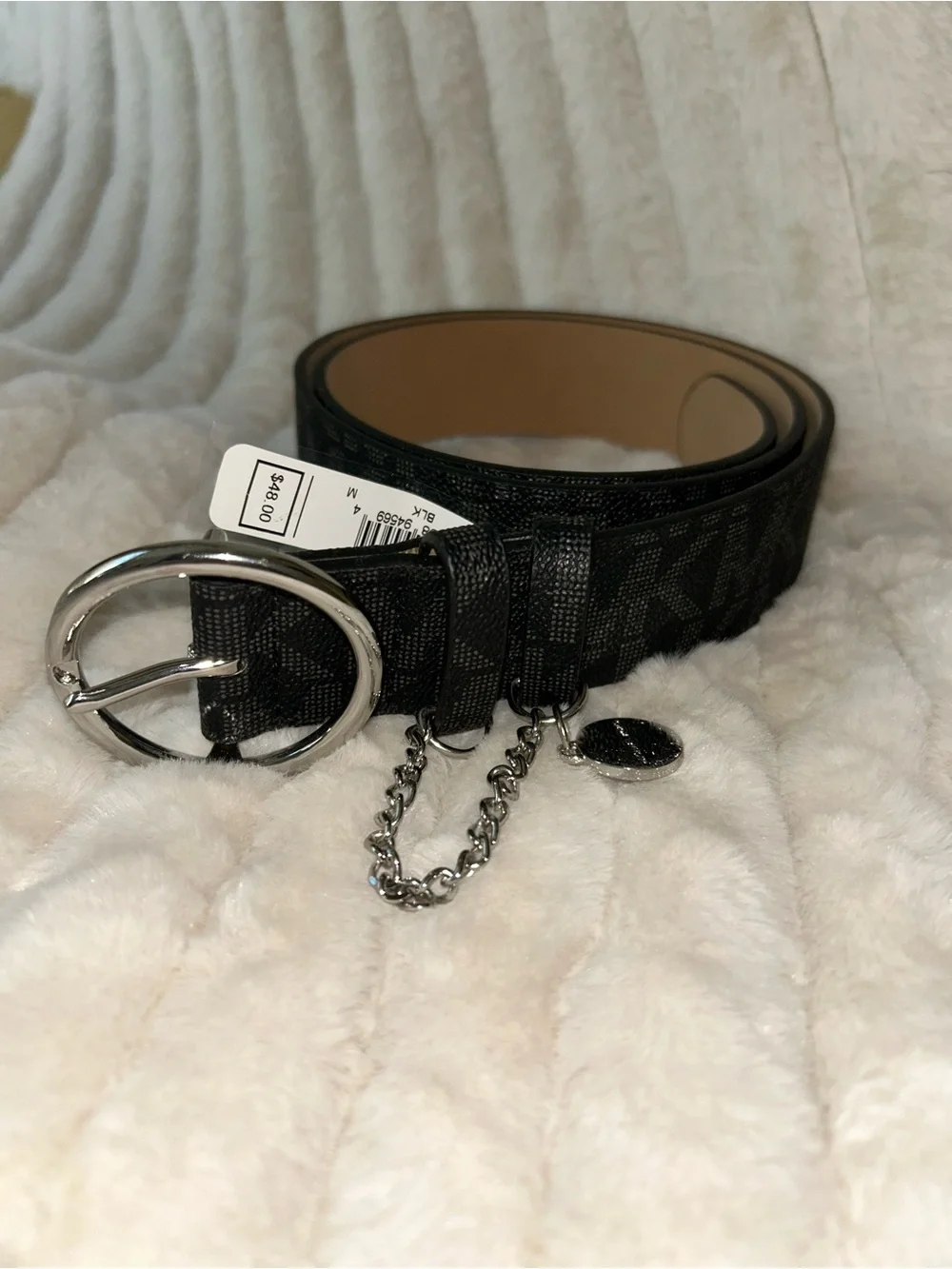 Michael Kors Black Logo Chain Charm Belt
